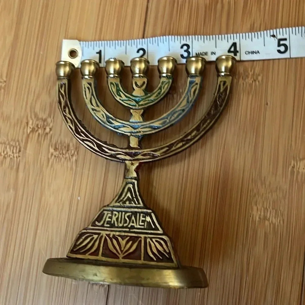 donate 24 Wainberg Brass Jewish Menorah 7-Arm Candle Holder Jerusalem - Picture 7 of 7